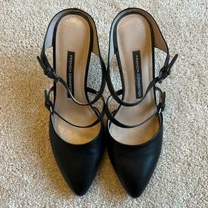 French Connection Black leather high heeled Mary janes